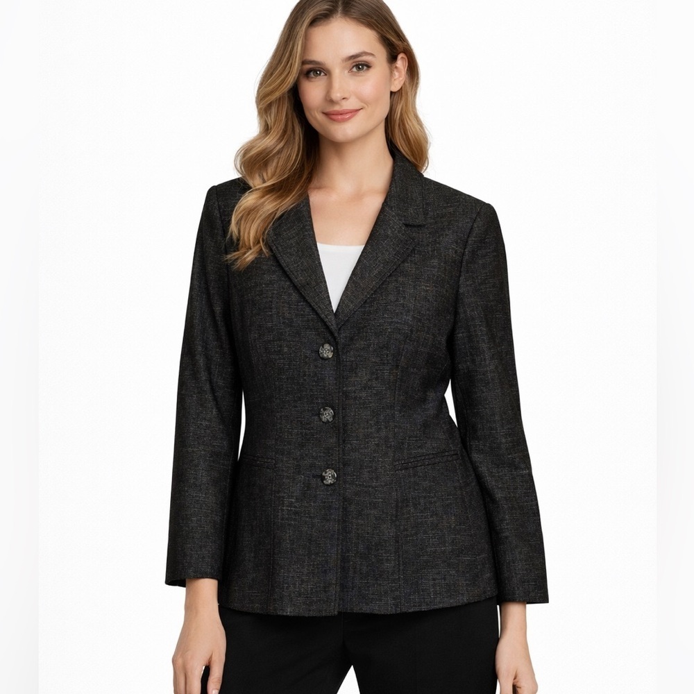 Kasper Gray Career Blazer Size 12 Professional Office Suit Jacket
